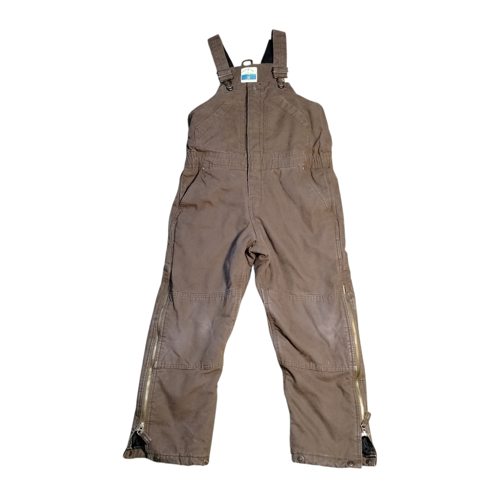 Mountain Blue Bib Overalls Quilted M Brown Jean/ Canvas